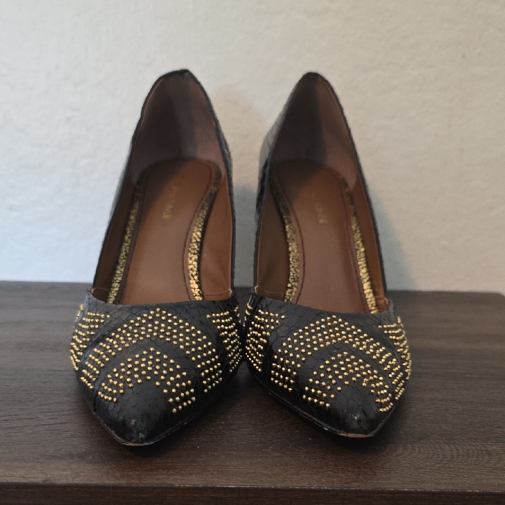 Donald J. Pliner Black and Gold Heels